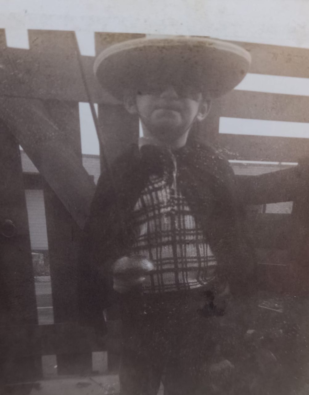 Mark as a child dressed as zorro